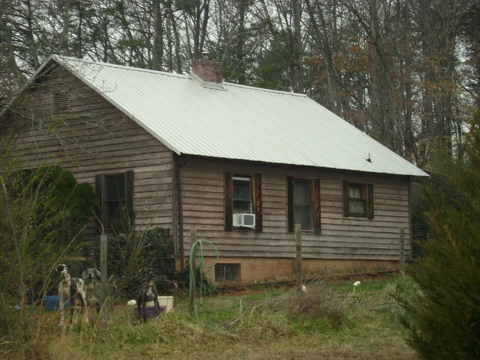 White metal roof on an old wood sided farmhouse, from a Asphalt Shingle Roof Repair job in Mayesville